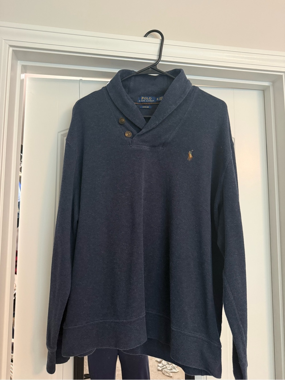 Polo by Ralph Lauren Navy Shawl-Collar Pullover with Gold Pony
